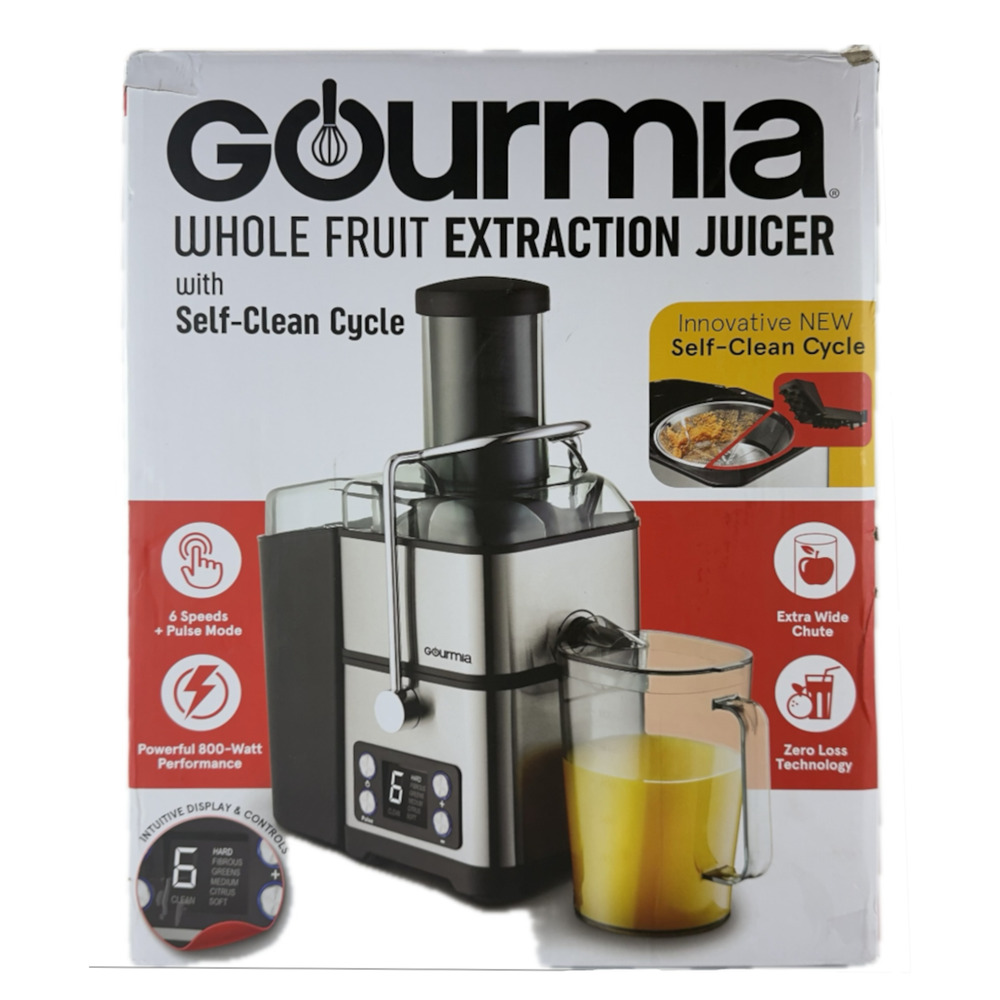 Gourmia Whole Fruit Extraction Juicer 6 Speed 800W Self Clean Stainless Steel